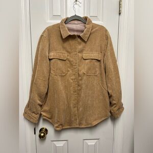 Women’s Large Reversible Pink/Brown Corduroy Flannel
